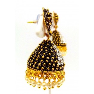 Golden Oxidized Earrings Jhumka Jhumki Jewelry Bollywood Drop Dangle Long E20